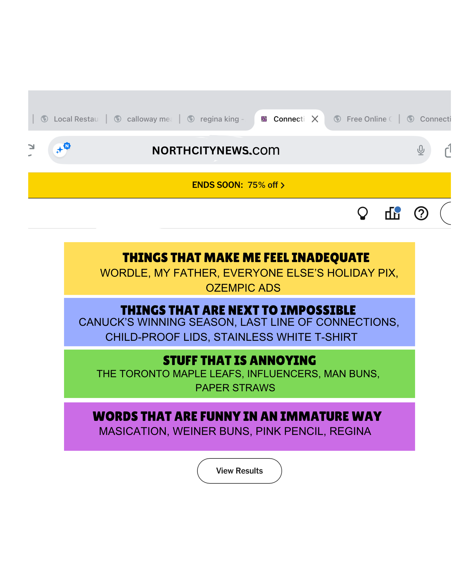 Today’s Answers to NCN Connections Puzzle